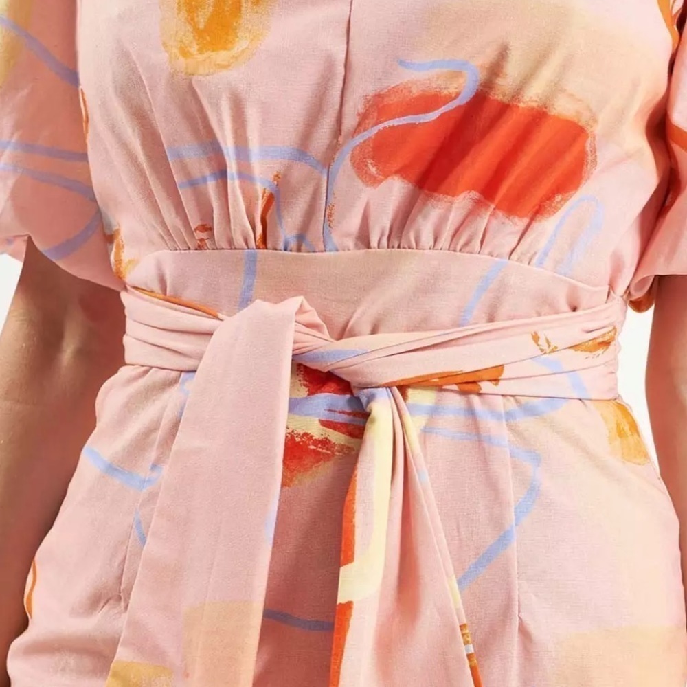 Finders Keepers Pink Wrap Sundress with Puff Sleeves - Picture 5 of 12